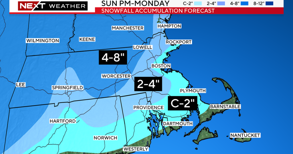 Πόσο χιόνι θα φέρει η καταιγίδα της Κυριακής στη Μασαχουσέτη;
