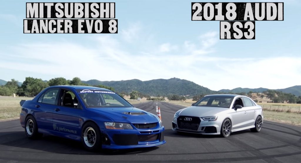 Mitsubishi Lancer Evo Vs.  Audi RS3 In 800 HP, AWD Land Missiles Battle