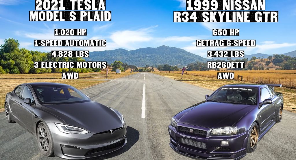 650 HP Nissan Skyline R34 GT-R δεν έχει καμία ελπίδα ενάντια σε ένα Tesla Model S καρό, αλλά είναι πολύ πιο δροσερό